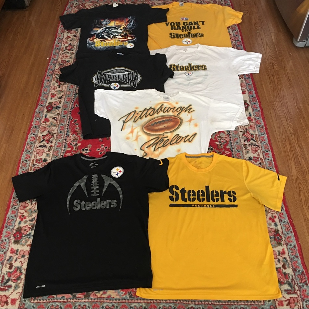 7 Pittsburg Steelers Tshirts (3 Vintage, 2 Current, & 2 Nike Dri Fit)